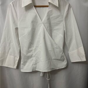 Express Classic White Wrap Blouse